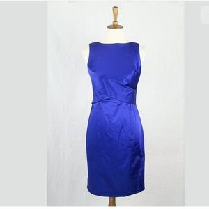 New Talbots Royal Blue Satin Stretch Sheath Dress